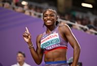 Melissa Jefferson-Wooden after her heats in the 2025 Tokyo event (Image via: Getty)